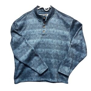 Ariat Mens Wesley Pullover Sweater XL Blue Henley Aztec Warm Western Warm Comfy